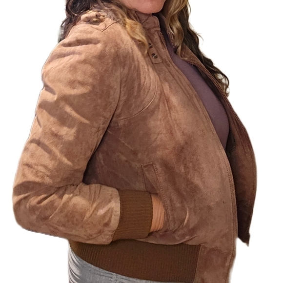 COPY - Montgomery Ward vintage bomber jacket.  Brown leather small - Picture 3 of 6